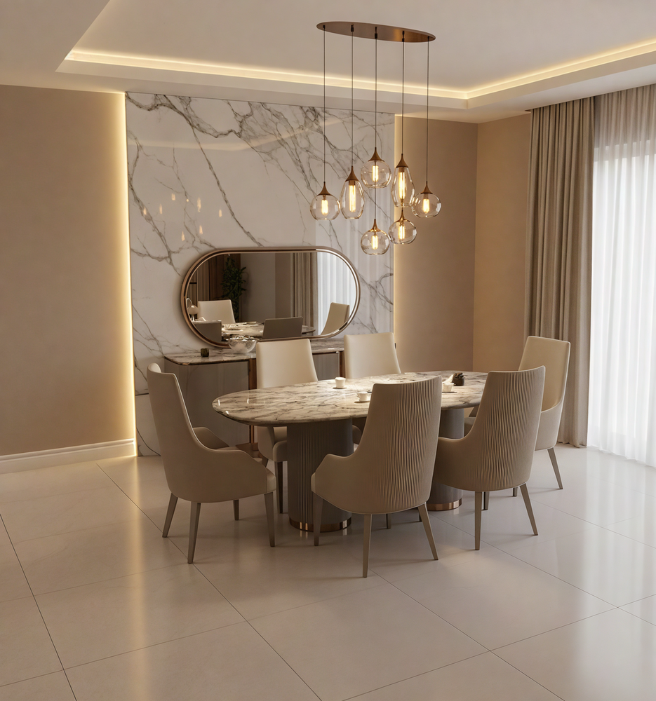 سفرة طعام 209 - 8 كراسي + بوفيه بالمرايا