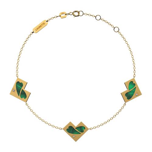 Bracelet 3 hearts- Malachite
