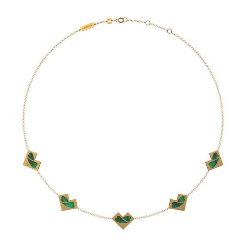 Necklace Hearts Malachite