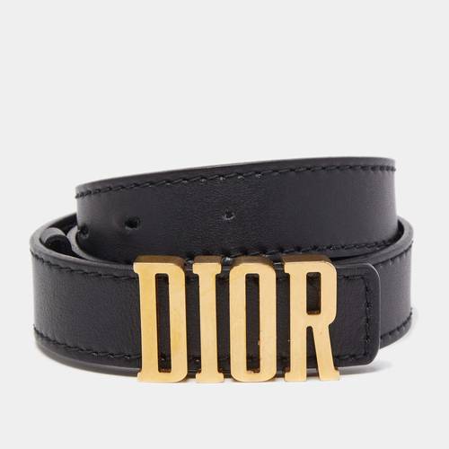 Dior Black Leather D-Fence Buckle Belt