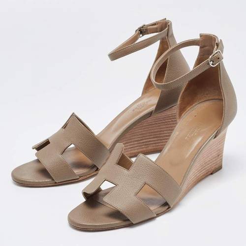 Hermes Taupe Leather Legend Sandals