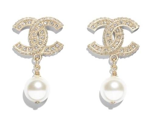 Chanel Resin And Strass Metal Earrings Gold/Transparent