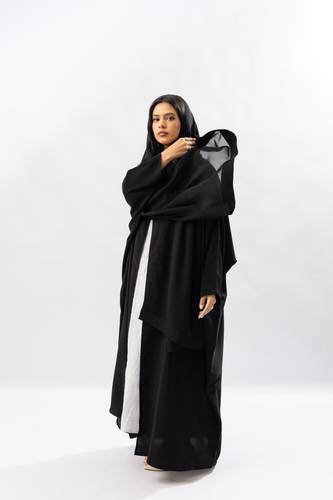 عباية بطرحة لف بقصات مشلح قماش  الندى alnada formal colorful