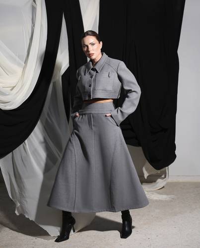 Unstructured jacket and skirt