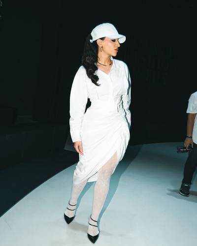 Uneven white shirt and skirt