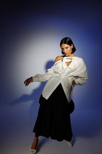 Collared Top & Asymmetrical Skirt
