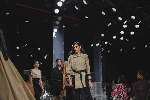 Skirt With Metallic Trim and Cropped Jacket