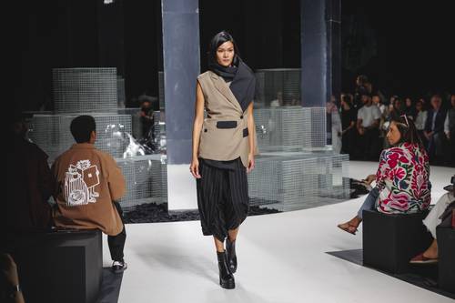 Shalwar With Sleeveless jacket and Black Scarf