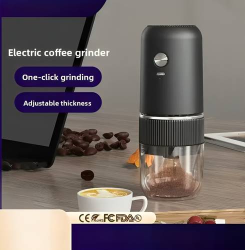 مطحنة كهربائية لحبوب القهوة الإيطالية بنظام التقطير، قابلة لضبط حجم الطحن، قابلة لإعادة الشحن، محمولة، صغيرة الحجم، مثالية للاستخدام المنزلي.
