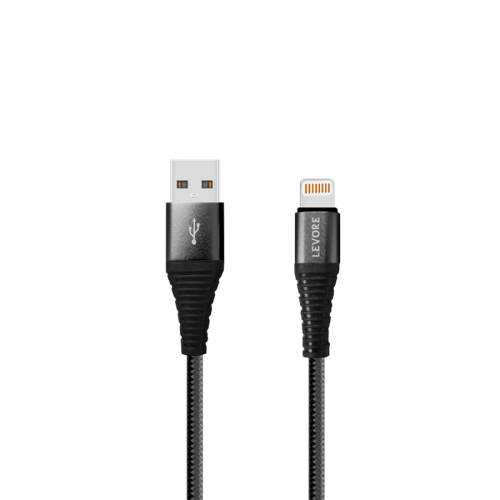 سلك شاحن ليفوري ايفون USB بطول 1 م نايلون - اسود