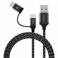 سلك شاحن موماكس زيرو 2 في 1 Type-C و Micro بطول 1 م - اسود