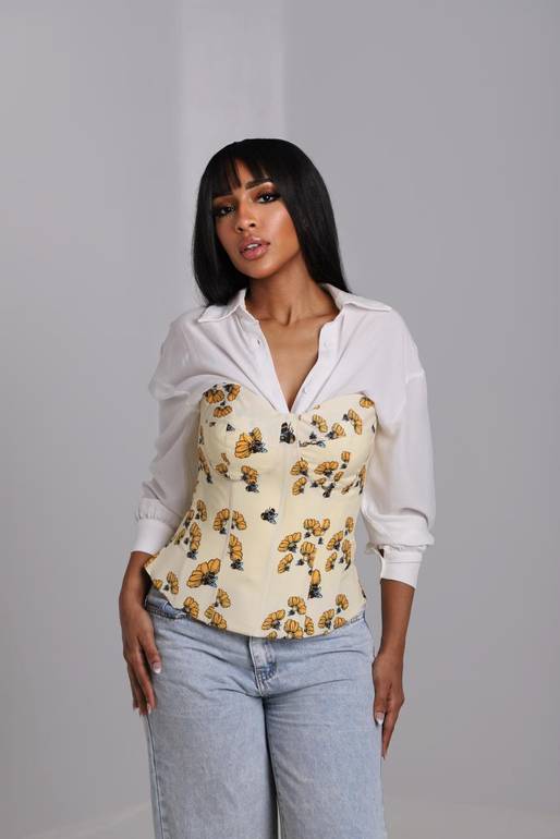 Bee yellow rose corset 