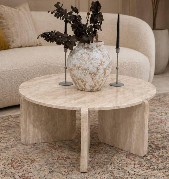 طاوله قهوه رخام ترفنتينو90×90×45سم