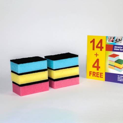 اسفنج غسيل ملون (14+4) قطعة 