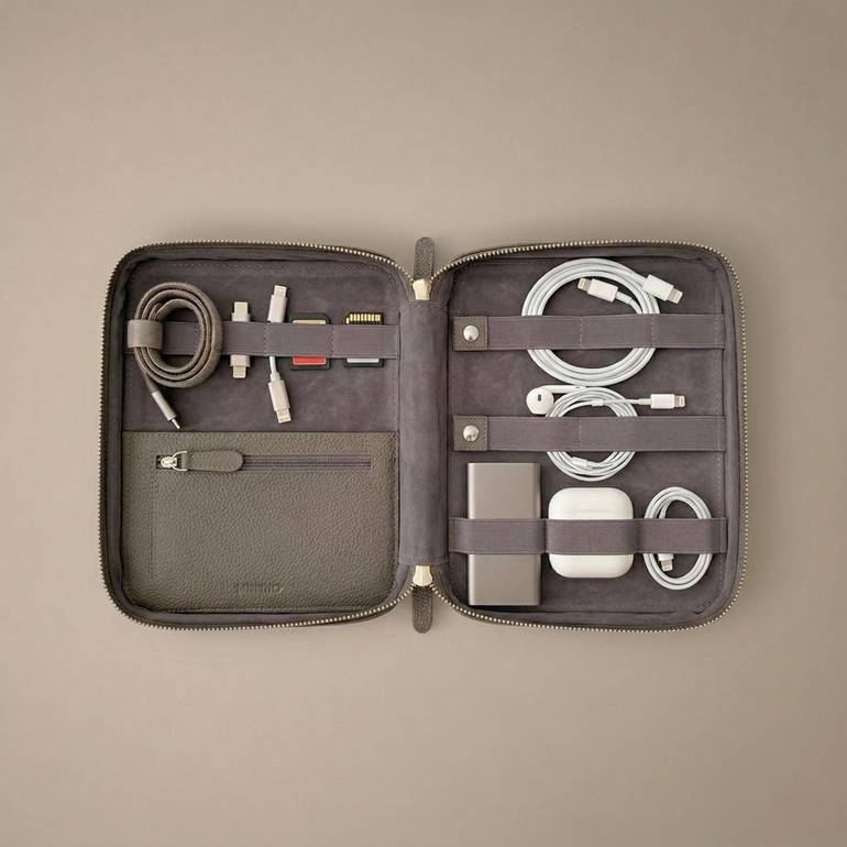 ELECTRONIC ORGANIZER CASE - pebbled leather