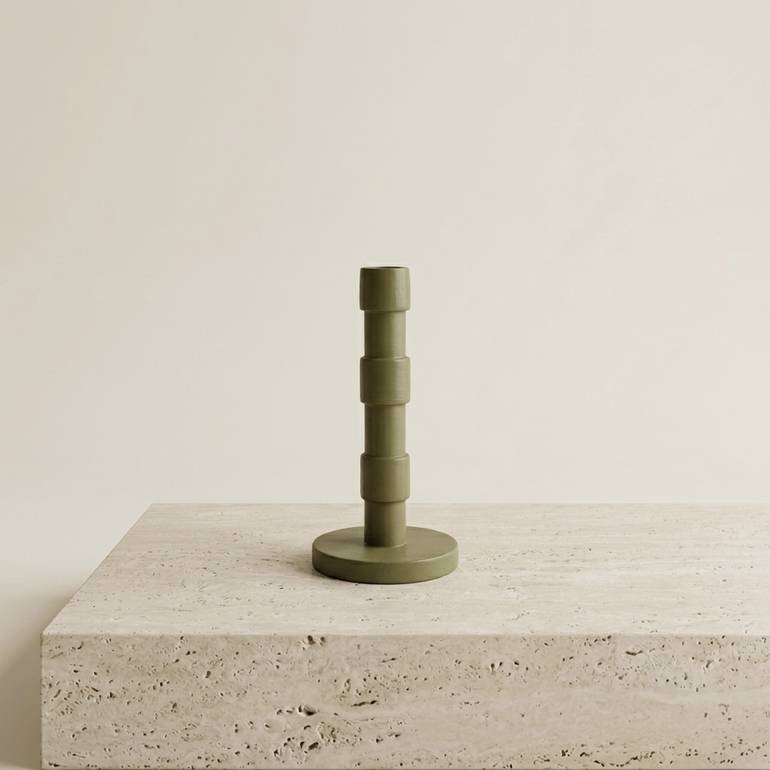 HANDCRAFTED WOODEN CANDLE HOLDER – OLIVE (SMALL)
