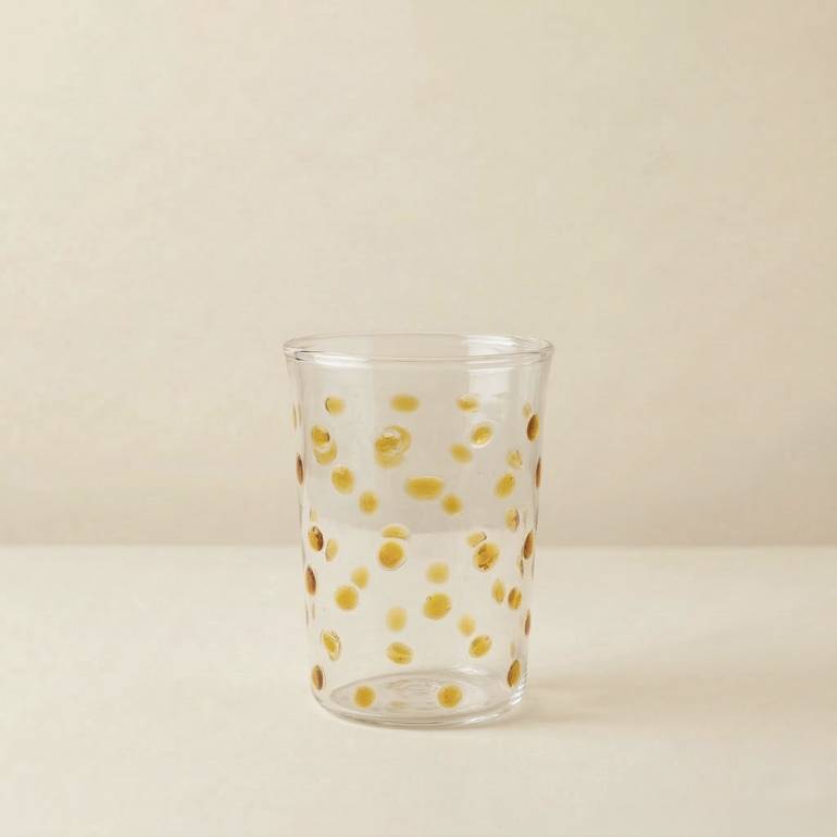 WATER GLASS YELLOW DOTS