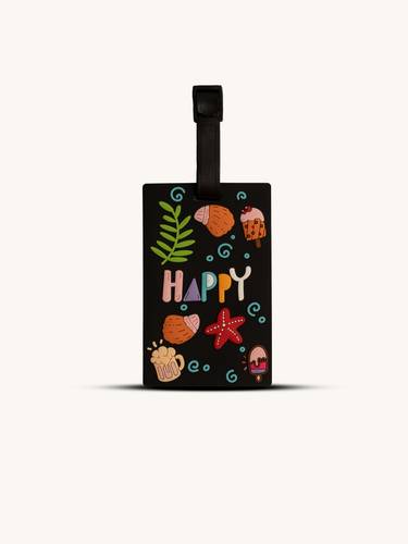 Luggage tag happy