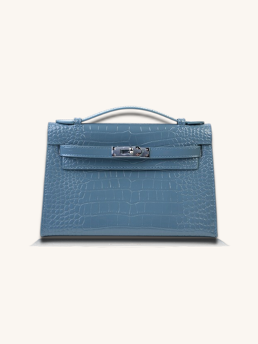 Clutch Bag crocodile silver buckle 22cm