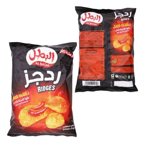 البطل بطاطس ردجز بالشطة الحارة 155 جرام