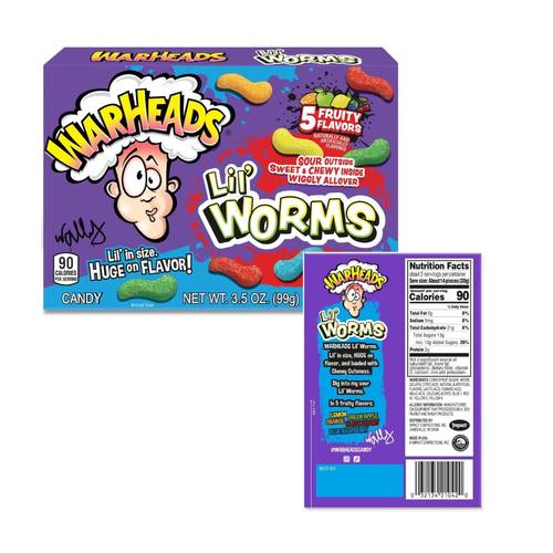 Warheads  Lil' Worms  Sour Fruit Flavour Worms 99G ام