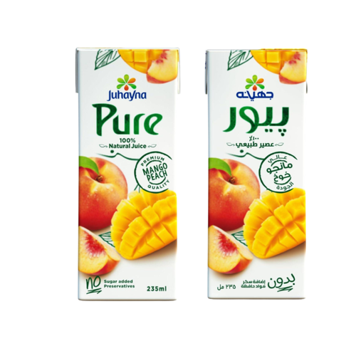 Juhayna Pure Mango & Peach Juice Without Sugar 235 ML