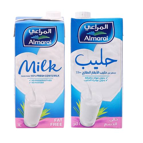المراعي حليب خالي الدسم طويل الاجل 1لتر 