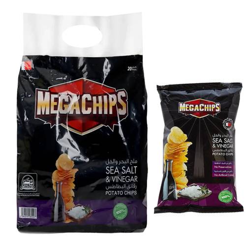 Mega Potato Chips With Salt & Vinegar 20 PC * 13 G