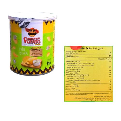 Mr. Potato Sour Cream Flavored Chips 35 G