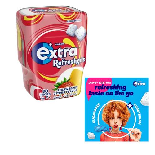 Extra Refreshers Gum Strawberry and Lemon Flavor 67 G