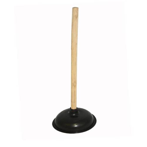 Drain Plunger For Unclogging Drains And Sinks With Wooden Handle 
