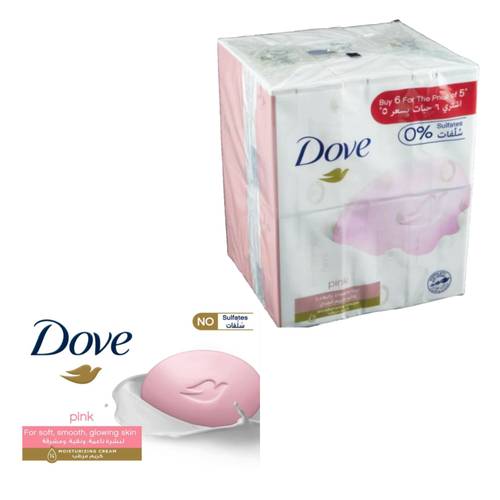 Dove Moisturizing Soap for All Skin Types Pink with Moisturizing Cream 6*125 G