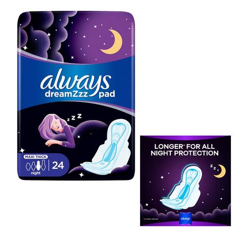 Always Clean & Dry Maxi Thick Night Sanitary Pads 24 Pads