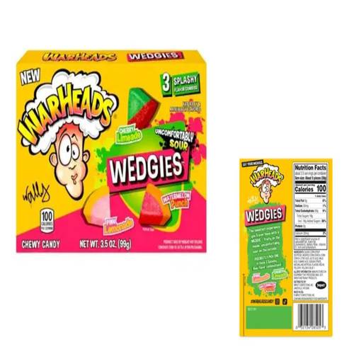 Warheads Wedgies Sour Chewy Candy 3 flavours Pink Lemonade,Cherry Limeade,Watermelon Punch 99g