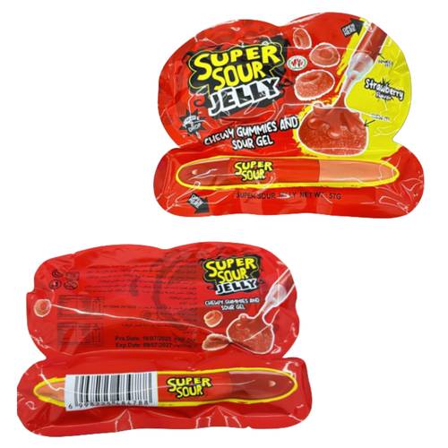 super sour jelly strawberry chewy gummies and sour gel 57 G 