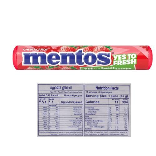 Mentos Strawberry Flavored Candy 29 G