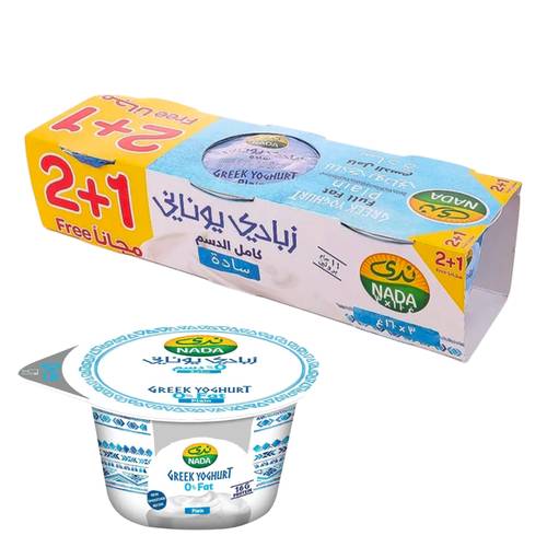 ندى زبادي يوناني ساده كامل الدسم 2+1 مجانًا 160 جرام