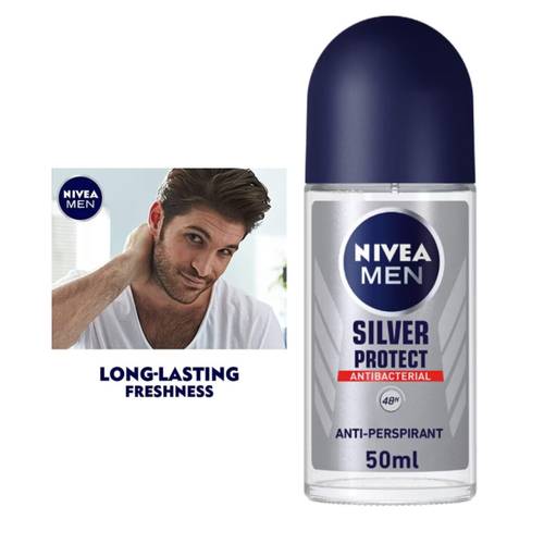 Nivea Silver Protect Roll Deodorant 48 Hour Bacteria Protection 50 Ml