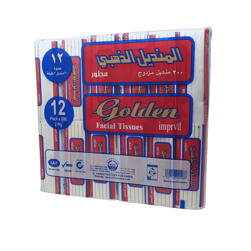 المنديل الذهبي 200 منديل 12 عبوة 