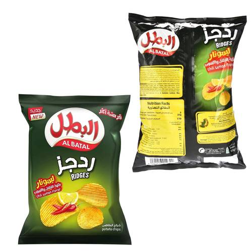 البطل ردجز  رقائق البطاطس الفلفل وليمون 155 جرام