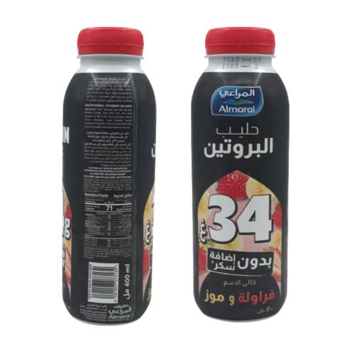 المراعي حليب بروتين خالي الدسم فراولة وموز 400 جرام