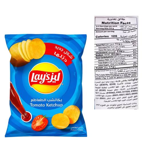 ليز رقائق البطاطس بالكاتشب 11 جرام