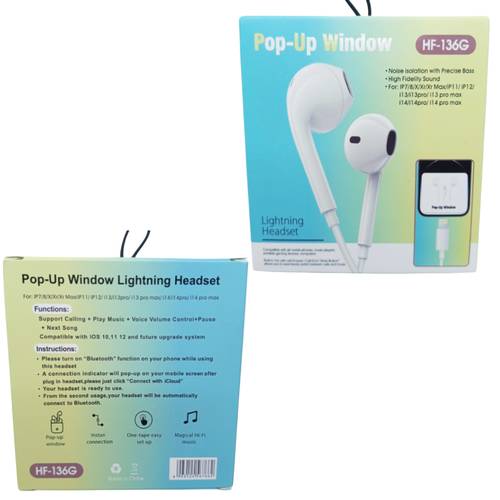 POP-UP Window IPhone Wire Headset