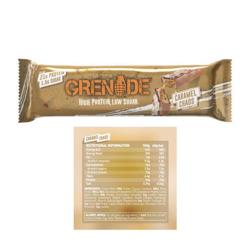 Grenade High Protein Bar Low Sugar Caramel Chaos 60 G