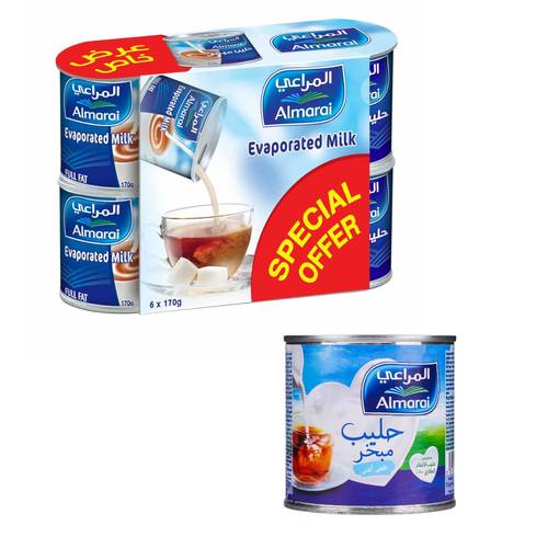 المراعي حليب مبخر كامل الدسم 6 * 170جرام