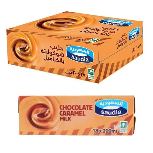السعودية حليب بالشوكولاتة والكراميل 18 * 200 مل