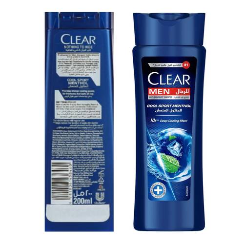 Clear Cool Sport Shampoo for Men Refreshing Menthol 200 ML