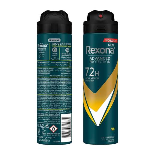 V8    Rexona Men Antiperspirant Deodorant V8 Spray 150 ML 