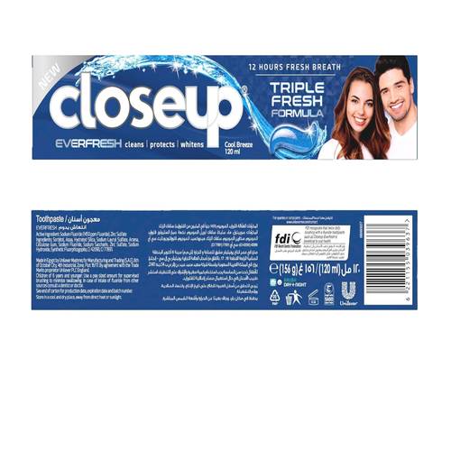CLOSE UP Triple Fresh Toothpaste, Cool Breeze 120 ML