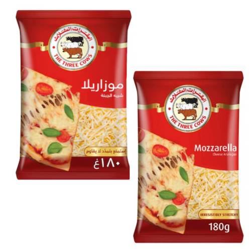 البقرات الثلاث شبيه جبنة موزاريلا مبشورة 180 جرام
